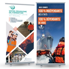 2 stands Roll'Up standard 85x200cm (kakémono avec enrouleur)